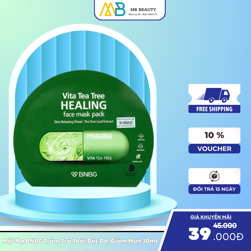 Mặt Nạ BNBG Tràm Trà Giúp Thải Độc Da, Giảm Mụn Vita Tea Tree Healing Face Mask Pack 30ml