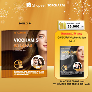 Dầu gội phủ bạc nâu tóc gội là nâu nhân sâm VICCHAMIS nhuộm nâu hạt dẻ lên màu tóc chuẩn - TOPCHARM