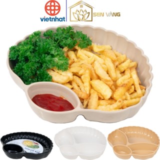 Đĩa vỏ sò nhựa VIỆT NHẬT - 2 ngăn, 4 ngăn, sâu lòng, khay cơm cho bé, đồ ăn, nước chấm - 1287+5608