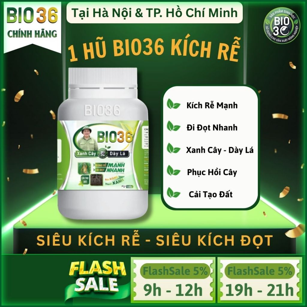 Bio 36 Siêu Kích Rễ - Đi Đọt Nhanh – Xanh Cây – Dày Lá – Cải Tạo Đất (Bio36 Hộp 500g) Bio36 Chính Hã