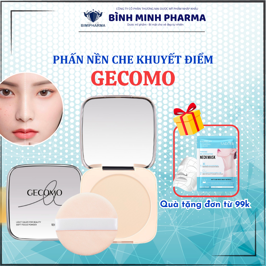 Phấn nền che khuyết điểm GECOMO - Phấn phủ nâng tone tự nhiên, độ che phủ tốt giúp cho da mềm mại, m