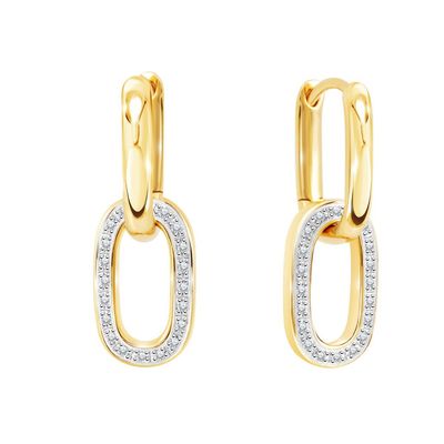 PRIMA Bông tai Vàng 9K kết hợp Kim Cương - Dline Collection - Dáng Tròn - 991E1721
