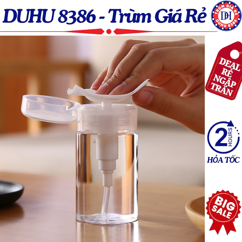 Chai Chiết Nước Tẩy Trang, Toner Có Nút Nhấn 100ml/200ml, Chai Lọ Chiết Mỹ Phẩm Tiện Lợi Nhỏ Gọn