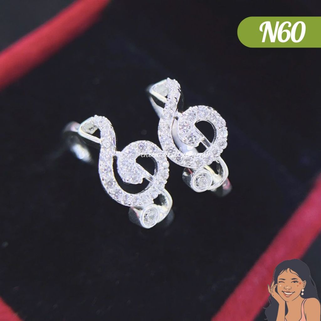 N25 Nhẫn pavé túi thơm Bạc thật nguyên chất Thiên Cát