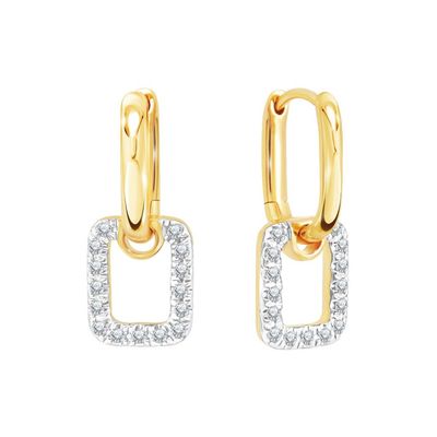 PRIMA Bông tai Vàng 9K kết hợp Kim Cương - Dline Collection - Dáng Vuông - 991E1723
