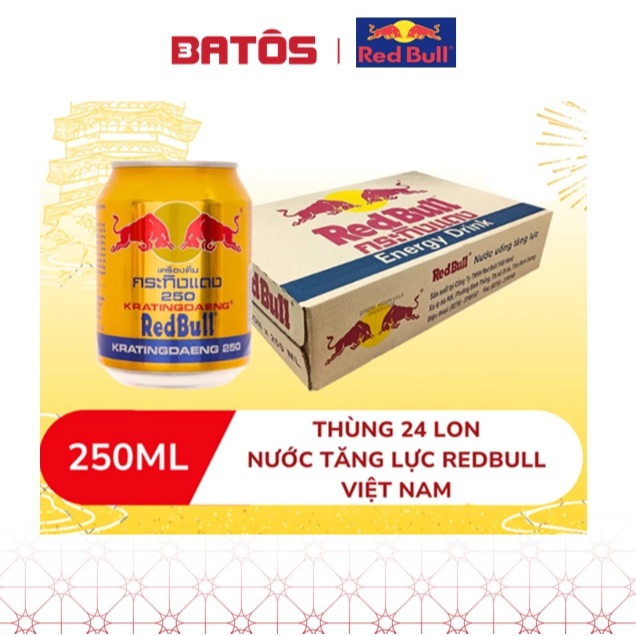 Nước tăng lực Bò húc Red Bull việt nam  250ml (Thùng 24 lon)