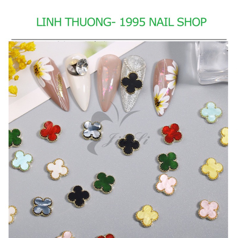 Charm cỏ 4 lá đính móng, charm nail