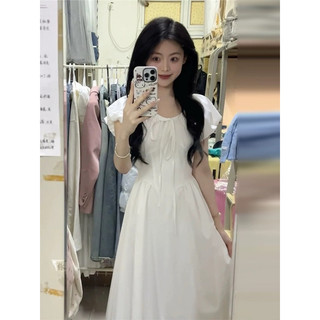 VÁY SƠ MI TRẮNG DÁNG DÀI CHÍT EO HÀN QUỐC