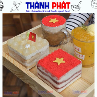20 Hộp mica vuông 04 đựng bánh tiramisu - panna cotta - bánh mousse - hộp đựng bánh cookie , kẹo mứt tết