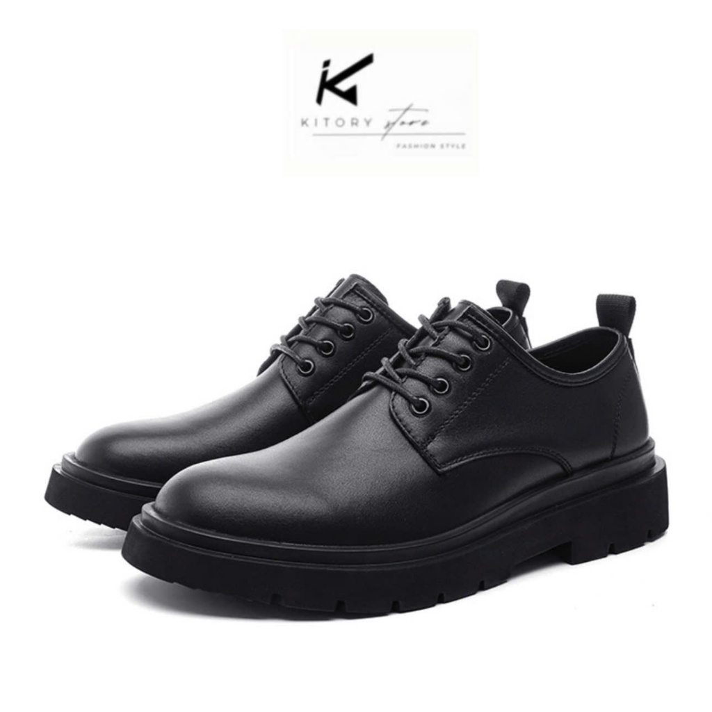 Giày Chunky Derby Nam Phong Cách Hiện Đại,Giày Da Công Sở Dây Buộc Mũi Tròn Trẻ Trung Năng Động Dễ Phối Đồ