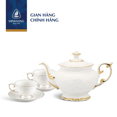 Bộ Trà Sứ Cao Cấp Minh Long 0.8 L - Đài Các - Chỉ Vàng