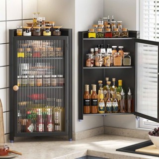 Tủ đựng chai lọ gia vị nấu ăn nhà bếp hình tam giác, Tủ đựng đồ góc nhà bếp dán tường cánh trong