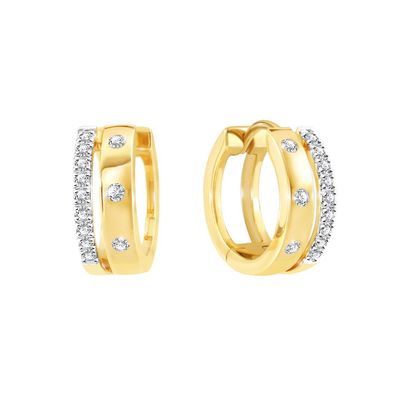 PRIMA Bông tai Vàng 9K kết hợp Kim Cương - Dline Collection - Khuyên Tròn - 991E1732