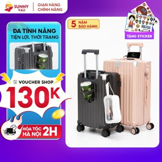 Vali du lịch SUNNY-SV15, vali kéo size 20/24, cổng sạc USB, khay đựng cốc, xách tay/kí gửi