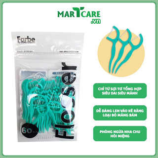 [BỊCH 60C] Tăm Chỉ Kẽ Răng Okamura Farbe Nhật Bản Cao Cấp - Xỉa Răng Làm Sạch An Toàn - Tăm chỉ (đỏ/xanh) 60PCS