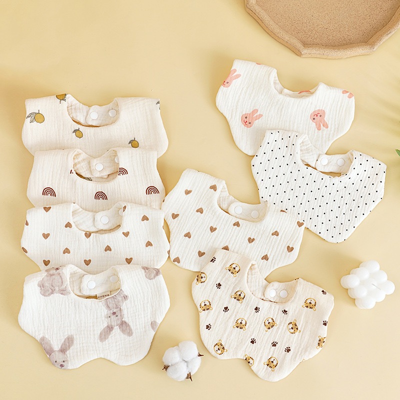 (Combo 5) Yếm Xoay Vải Xô Muslin Hình Bông Hoa Cao Cấp Cho Bé