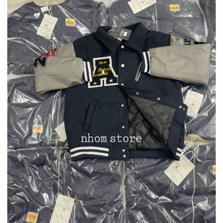 Áo khoác bóng chày AChock American Cleanfit cổ đứng thêu hợp thời trang áo khoác rộng nam nữ