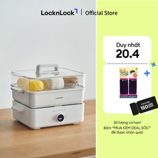 Nồi lẩu đa năng LocknLock Bianco Electric Multicooker 4.5L EJP154IVY màu ngà lẩu nướng luộc hấp hầm lòng nồi tráng sứ
