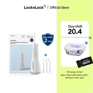 Máy tăm nước LocknLock Rechargeable oral irrigator 250ml - Màu trắng 4 đầu tăm đi kèm, 4 chế độ ENR154WHT