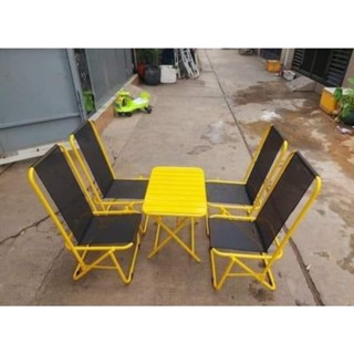 Bộ 4 Ghế Lò Xo Lưng Cao + 1 Bàn Nan Lá, Phù hợp dùng quán cà phê, trà chanh, trà sữa, du lịch, picnic