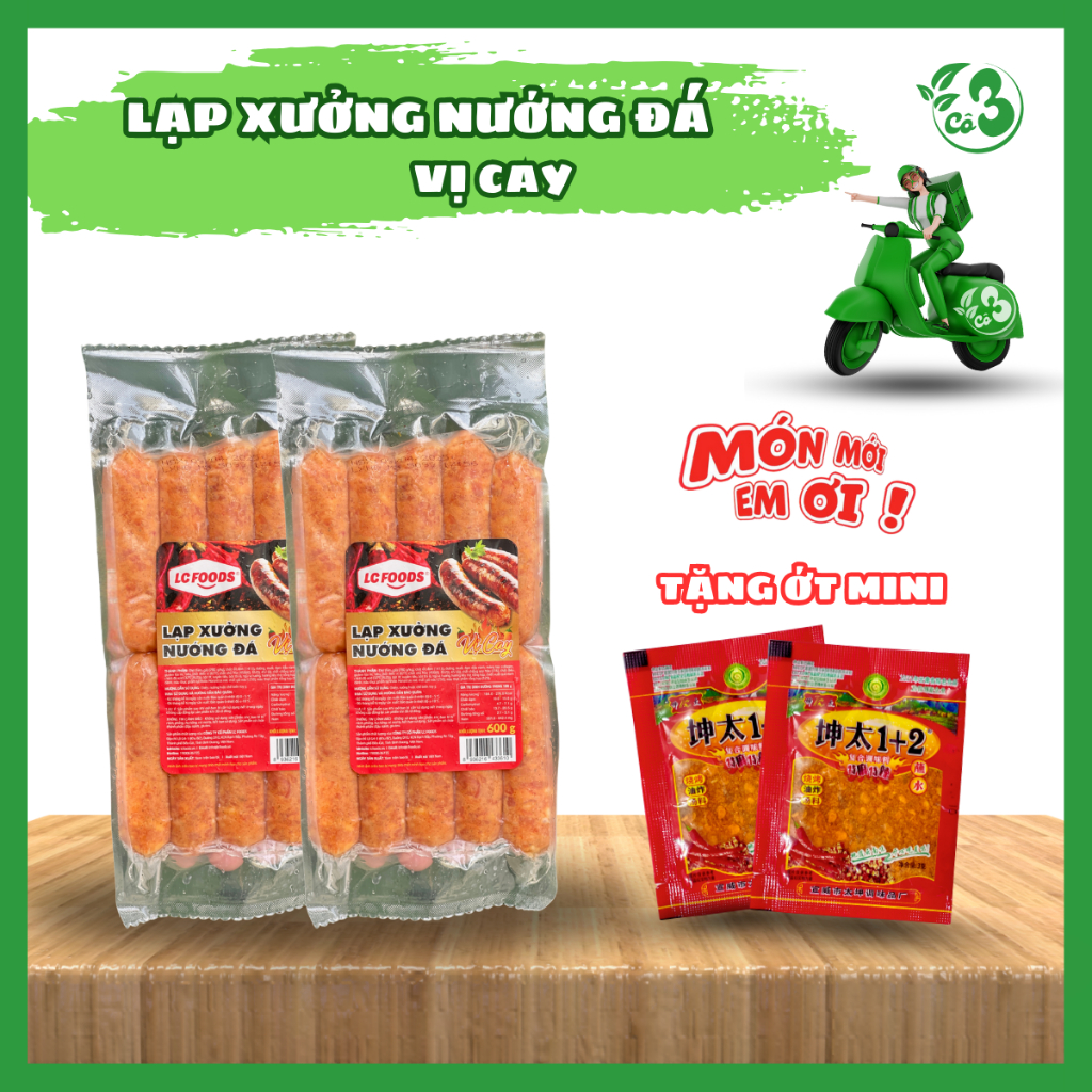Lạp Xưởng Nướng Đá-  Lạp Xưởng Nướng Đá Vị Cay - Lạp Xưởng Trứng Cá 10 Cây