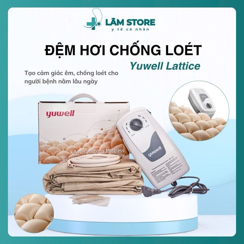 Nệm hơi chống loét, đệm nước cho người già YUWELL LATTICE STYLE bảo hành máy bơm 12 tháng