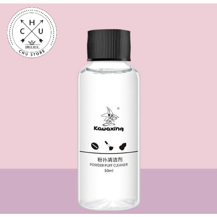 [Free Ship] Chai Nước Rửa Cọ Kawaxing 50ml Powder Puff Cleaner, Nước Giặt Cọ Trang Điểm Vệ Sinh Bông