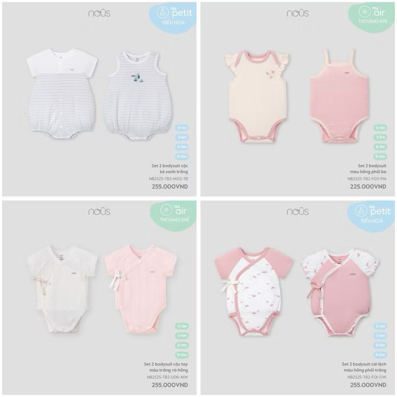 [ Nous ] Set bodysuit cho bé từ sơ sinh đến 12 tháng