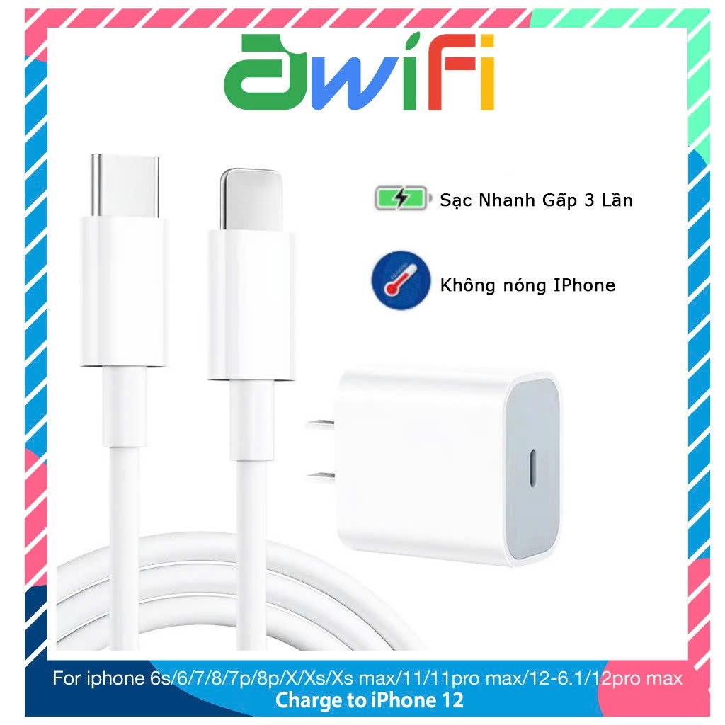 Bộ Củ Cốc Sạc Nhanh Cao Cấp (Củ PD 20W+Cáp Type-C ) cho điện thoại - XY Awifi Case L3-5