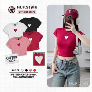 Áo thun nữ kiểu baby tee ôm body thêu tim, áo phông nữ girl phố babydoll HLFStyle