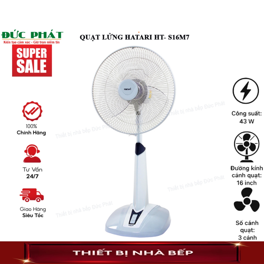 Quạt Hatari HT-S16M7– Quạt Lửng Tiết Kiệm Điện, Chính Hãng Thái Lan, Gió mạnh, tản đều làm mát nhanh