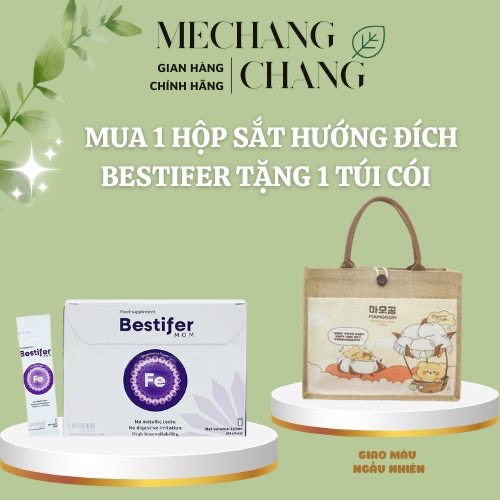 [TẶNG TÚI CÓI] Bestifer Mom - Sắt Hướng Đích Cho Mẹ Bầu, Sau Sinh Thiếu Sắt - Hộp 24 Gói