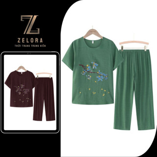  Quần áo trung niên cho bà mẹ Zelora-Z02 bộ đồ phụ nữ lớn tuổi chất đũi mát mềm mịn sang trọng 