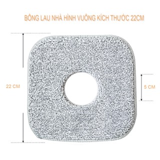 Miếng Lau Thay Thế hình vuông cho Bộ Lau Nhà 360 Tự Vắt Tách Nước Bẩn