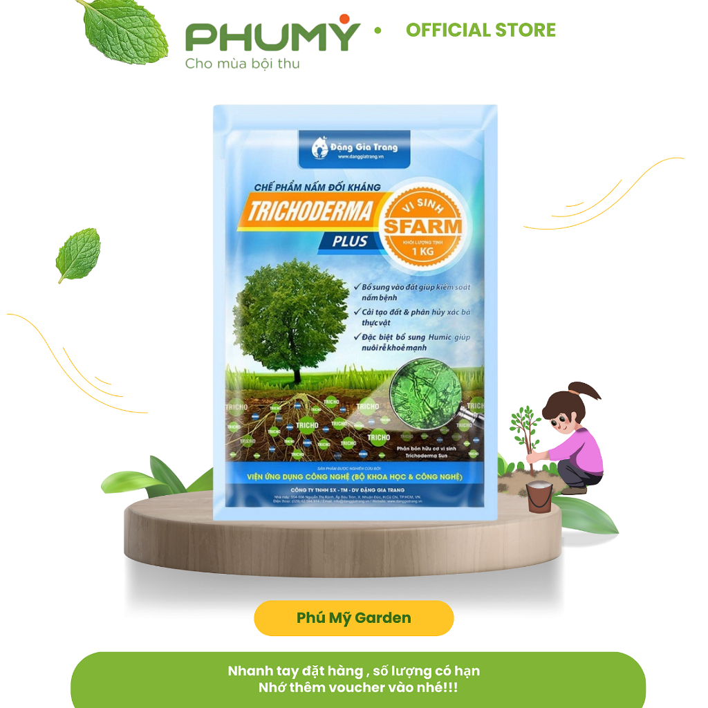 Chế phẩm nấm đối kháng Trichoderma plus Sfarm - Gói 1kg
