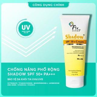 Fixderma Shadow SPF 50+ Cream PA+++ (75g) – Kem chống nắng tối ưu, dưỡng ẩm cho da khô và nhạy cảm