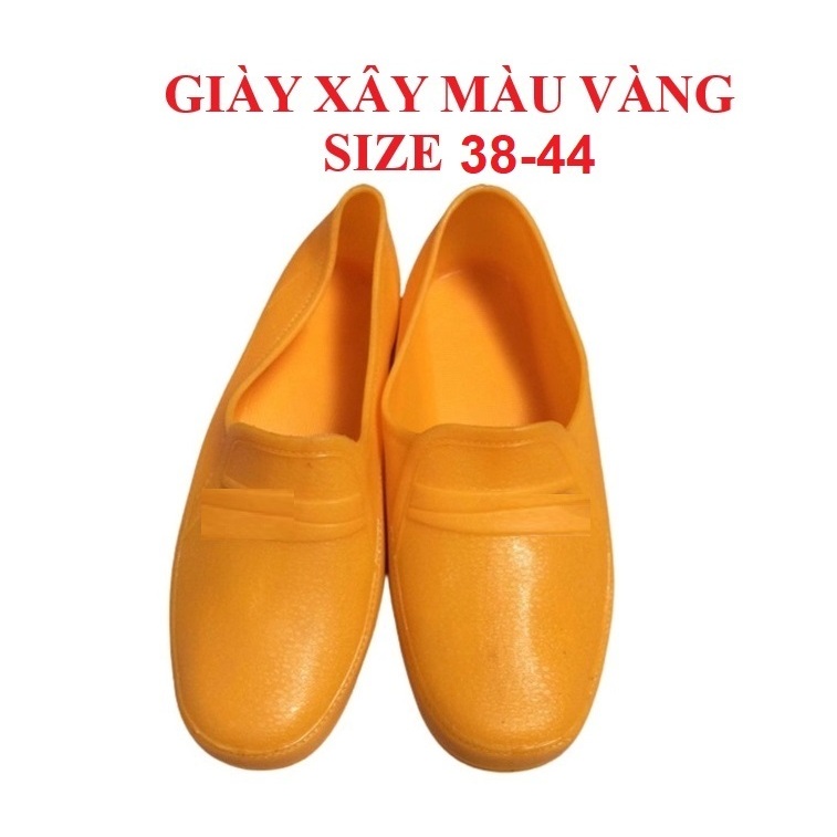 Giày xây màu vàng Hoa San size 38-44 cho nam nữ, giày nhựa đi mưa, giày lao động
