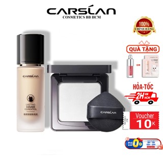 Combo 2 Sản Phẩm CARSLAN Kem Nền Kiềm Dầu và Phấn Nén SIÊU KIỀM DẦU Giúp Lớp Nền Lâu Trôi,Chống nước