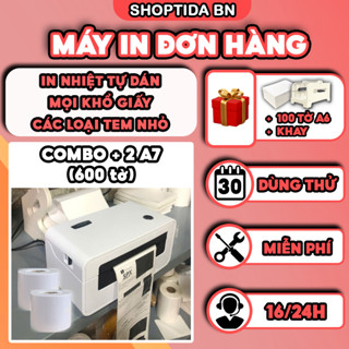 Máy in nhiệt Shoptida SP46 kèm 600 giấy in nhiệt a7 và khay, combo máy in đơn hàng tự dán bảo hành 12 tháng
