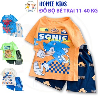 Quần áo bé trai size đại 11-40 kg set đồ bộ trẻ em thun cotton tay ngắn in hình khủng long ôtô cá mập game Homie Kids