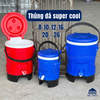  Thùng đá giữ nhiệt tròn có vòi supercool Tý Liên kiểu dáng thể thao size 8-10-12-16-20-26 màu xanh dương và đỏ 