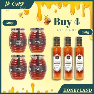  HONEYLAND Bộ 4 hủ mật ong hoa rừng 500g hủ tặng 3 chai mật ong điện biên 380g chai 