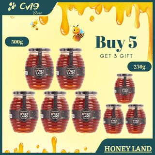   GIÁ SỐC Bộ 8 hũ mật ong hoa rừng Honeyland chính hãng  5 hũ 500g hũ + 3 hũ 250g hũ  