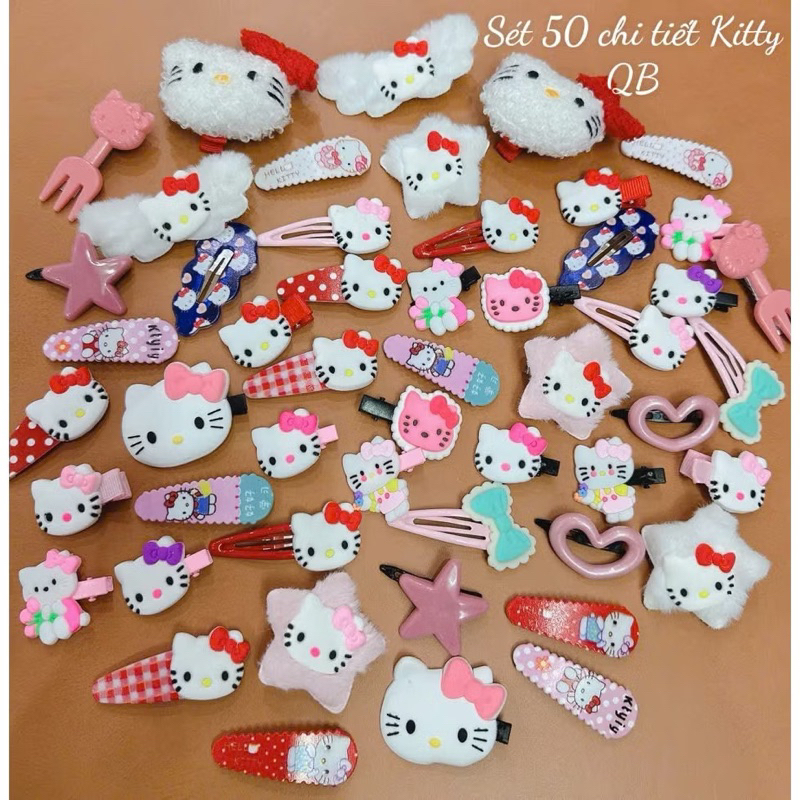 Set 50 Kẹp Tóc Hello Kitty Siêu Đáng Yêu Cho Bạn Nữ