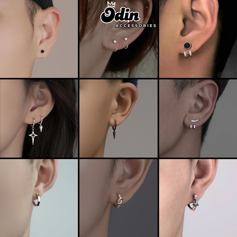 Hoa tai nam nữ titan không gỉ thiết kế nhiều kiểu dáng thời trang Odin style Hàn Quốc - Hoa Tai Tổng Hợp