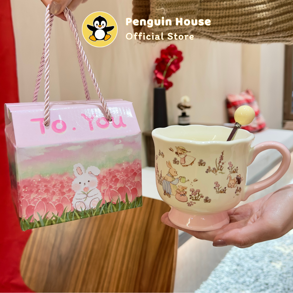 [Penguin] Cốc sứ, ly sứ Coquette phong cách tiểu thư sang trọng - Quà tặng ý nghĩa dành cho nữ