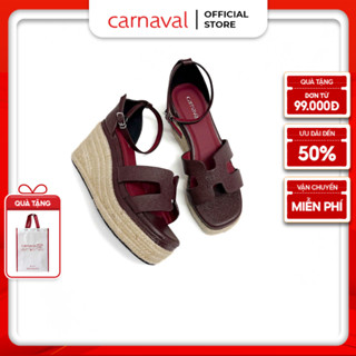 Giày Sandal Đế Xuồng Hậu Bít Carnaval Cao 9 Phân Quai Chữ H Phong Cách Hiện Đại - VS17