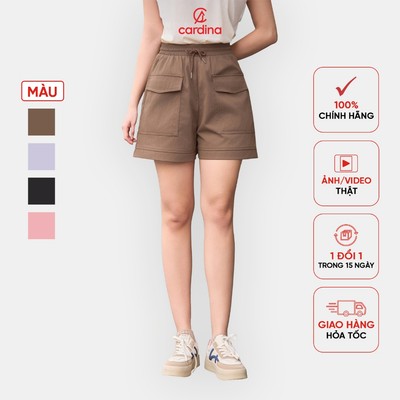 Quần đùi nữ CARDINA chất liệu thô chéo dáng A thoái mái năng động 5QSA04