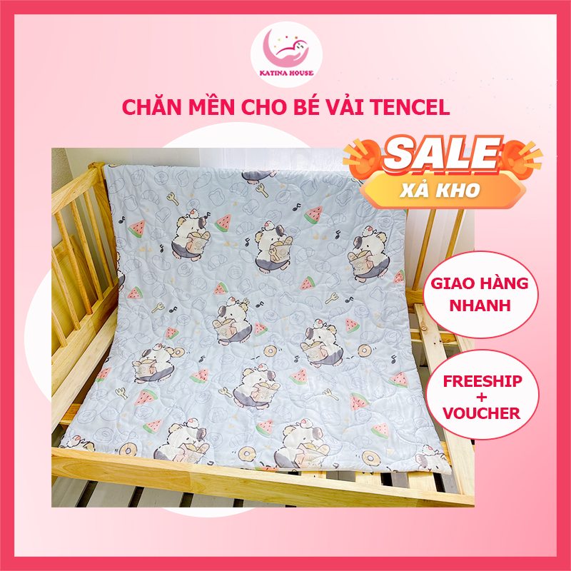 (Xả kho Giảm giá) Chăn mền cho bé đi học Katina House, vải Tencel mềm mát, thấm hút tốt