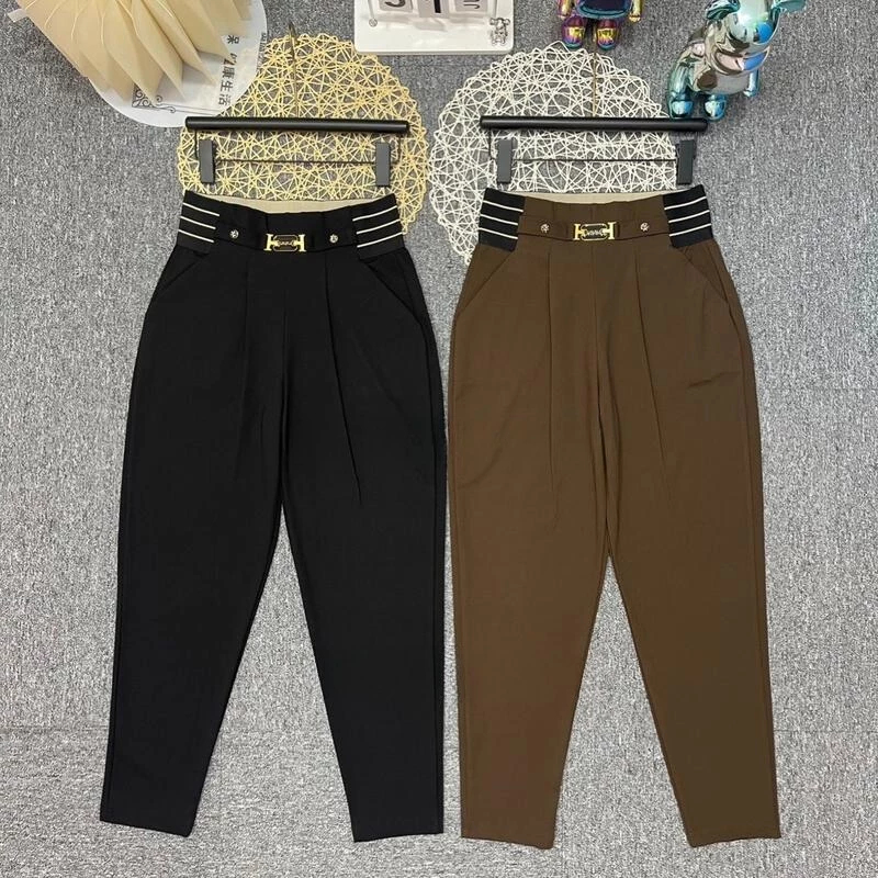 Quần Baggy BigSize Chữ H, Quần Baggy Nữ Mix đai Chất vải UMI co dãn 4 chiều cạp cao cá tính